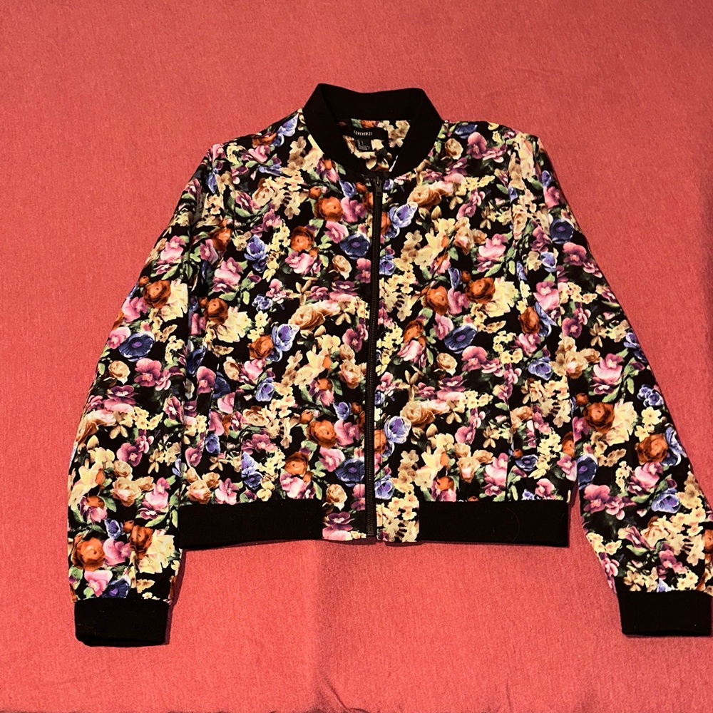 Forever 21 Multicolor Floral Bomber Jacket